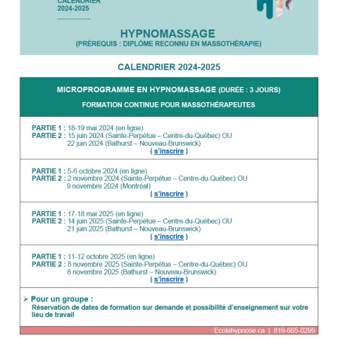 Microprogramme en hypnomassage